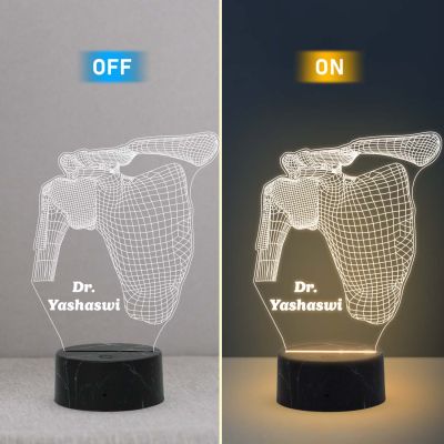 Personalized 3D Illusion Shoulder Joint LED Lamp Gift for Orthopedic Surgeon Medical Decor Light with Warm White Light Thankyou Gift for Doctor
